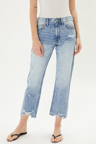 Kan Can High Rise Straight Leg Cropped Jeans-Mesadic