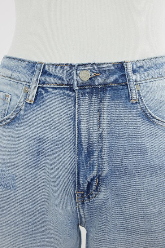 High Rise Denim Joggers-Mesadic