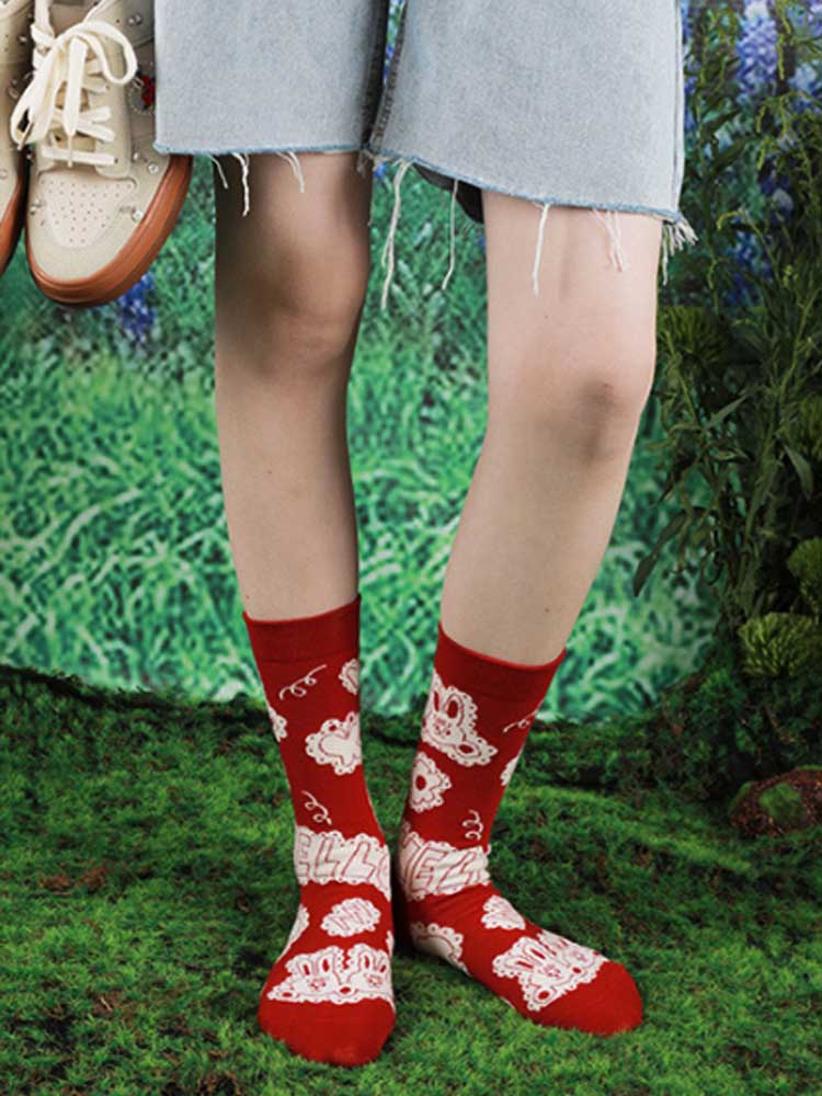 Cute Bunny Mid-Calf Socks-CALLISTARI