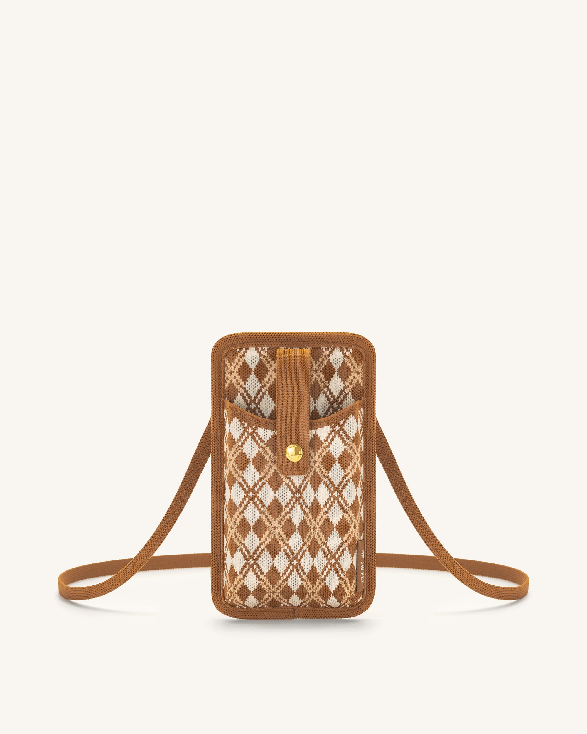 Aylin Knitted Phone Bag - Brown & Beige-Mesadic