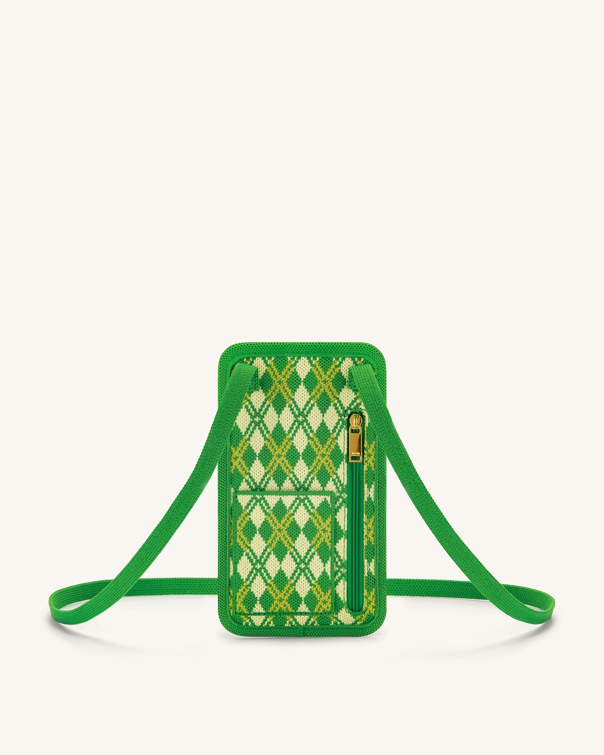 Aylin Knitted Phone Bag - Green & Yellow-Mesadic