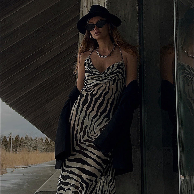 Serengeti Nights Chiffon Zebra Maxi Dress-CALLISTARI