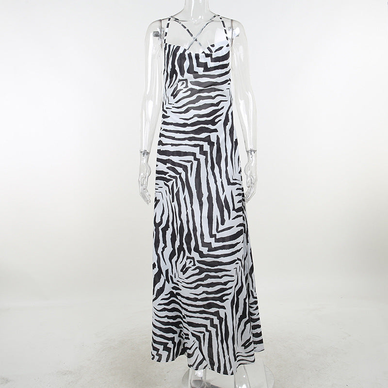 Serengeti Nights Chiffon Zebra Maxi Dress-CALLISTARI