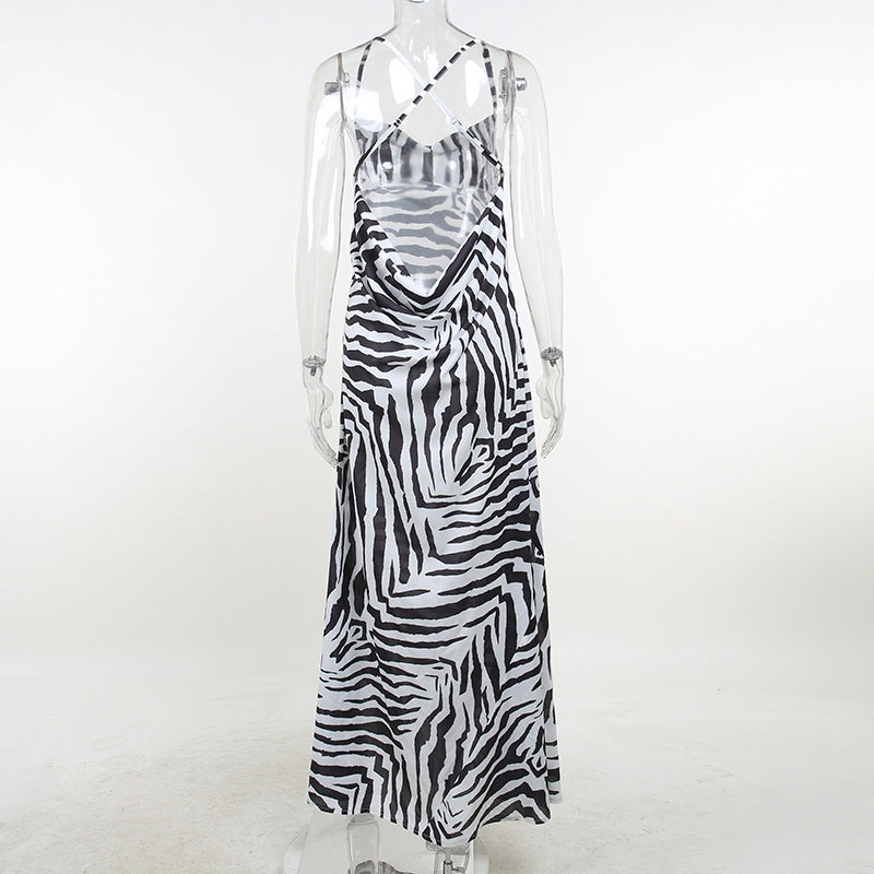 Serengeti Nights Chiffon Zebra Maxi Dress-CALLISTARI