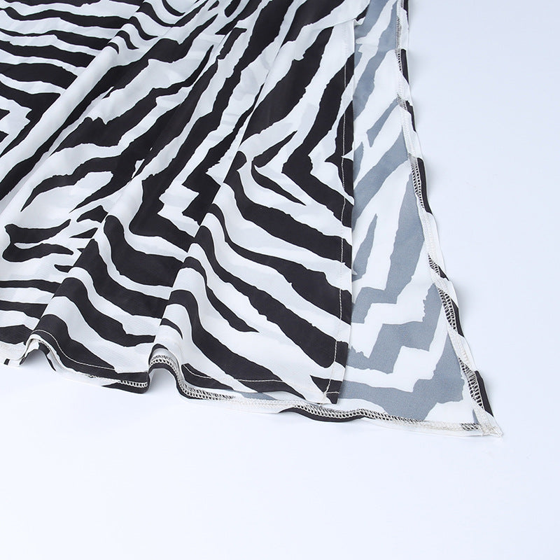 Serengeti Nights Chiffon Zebra Maxi Dress-CALLISTARI