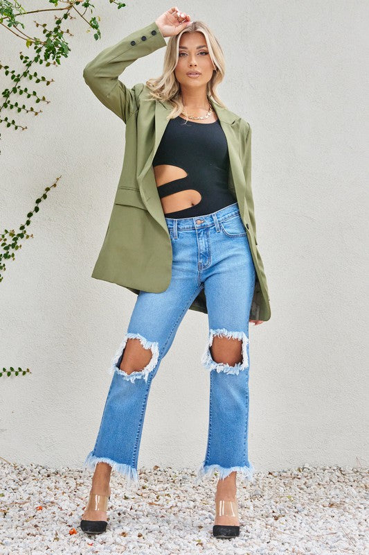 Distressed Boyfriend Jeans-Mesadic