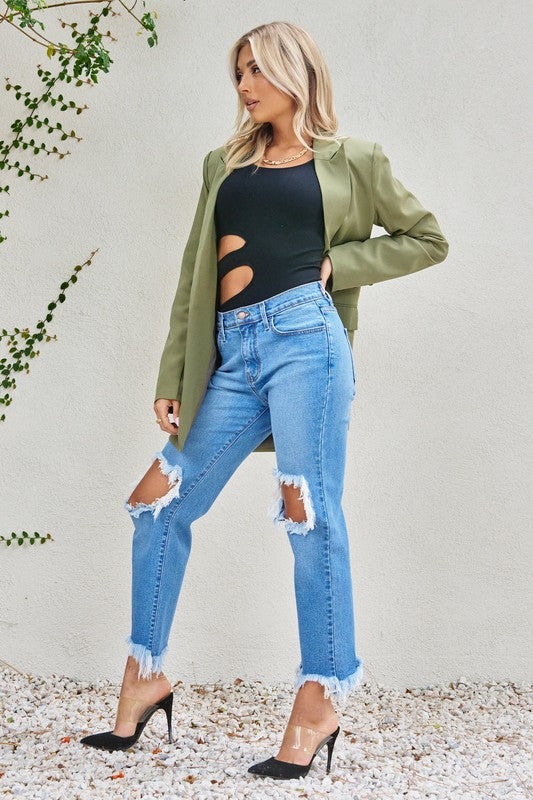 Distressed Boyfriend Jeans-Mesadic