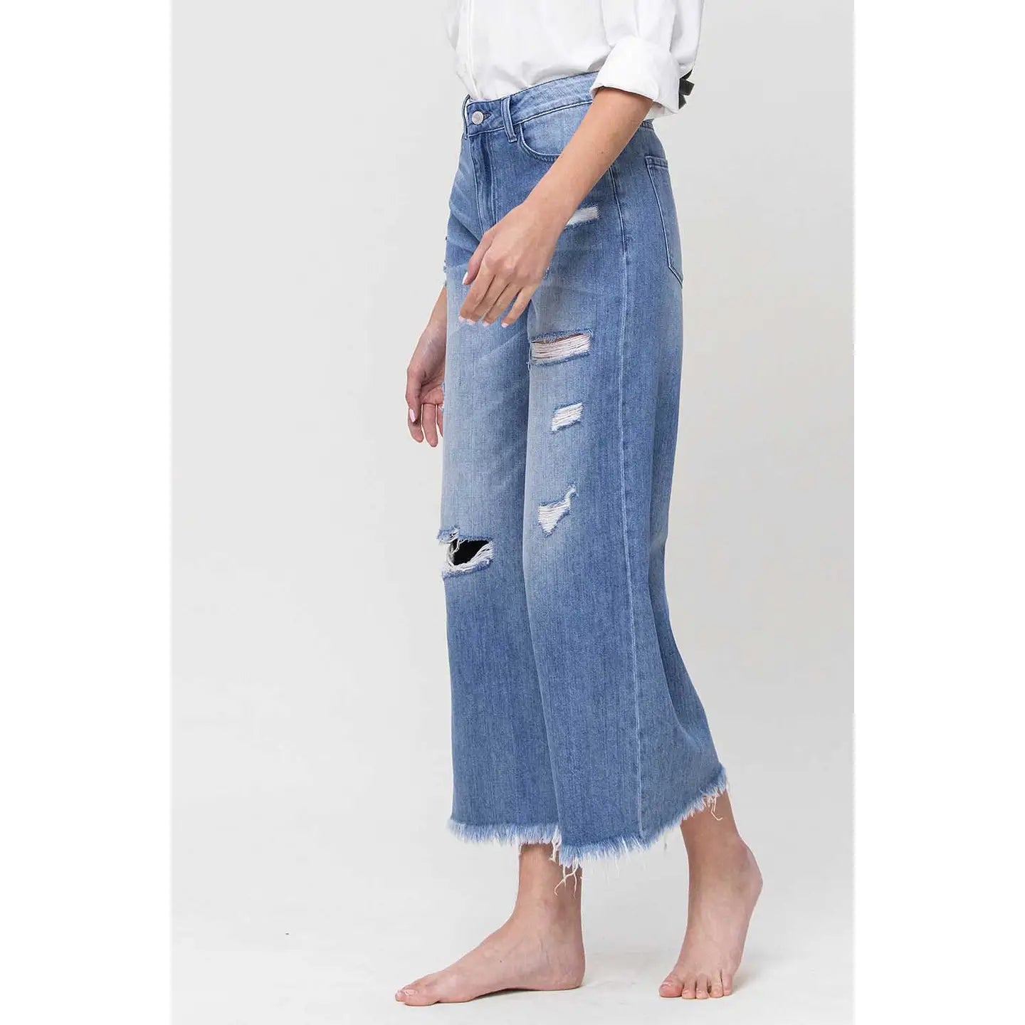 Super High Rise Crop Wide Leg Jeans-Mesadic