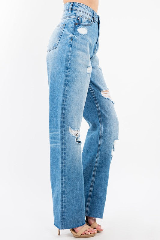 High Rise Wide Leg Jeans-Mesadic