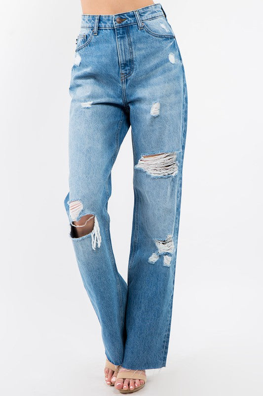 High Rise Wide Leg Jeans-Mesadic