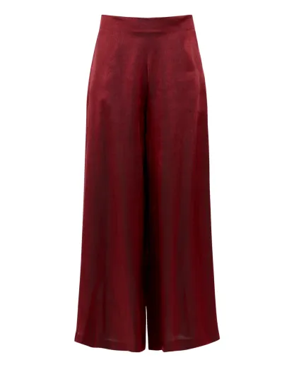 Deep V Neck Shirt Wide Leg Pants Set