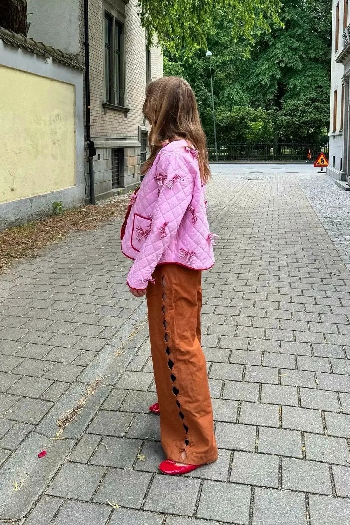 Casual Daily Solid Color Pocket Bow Decor O Neck Outerwear-CALLISTARI