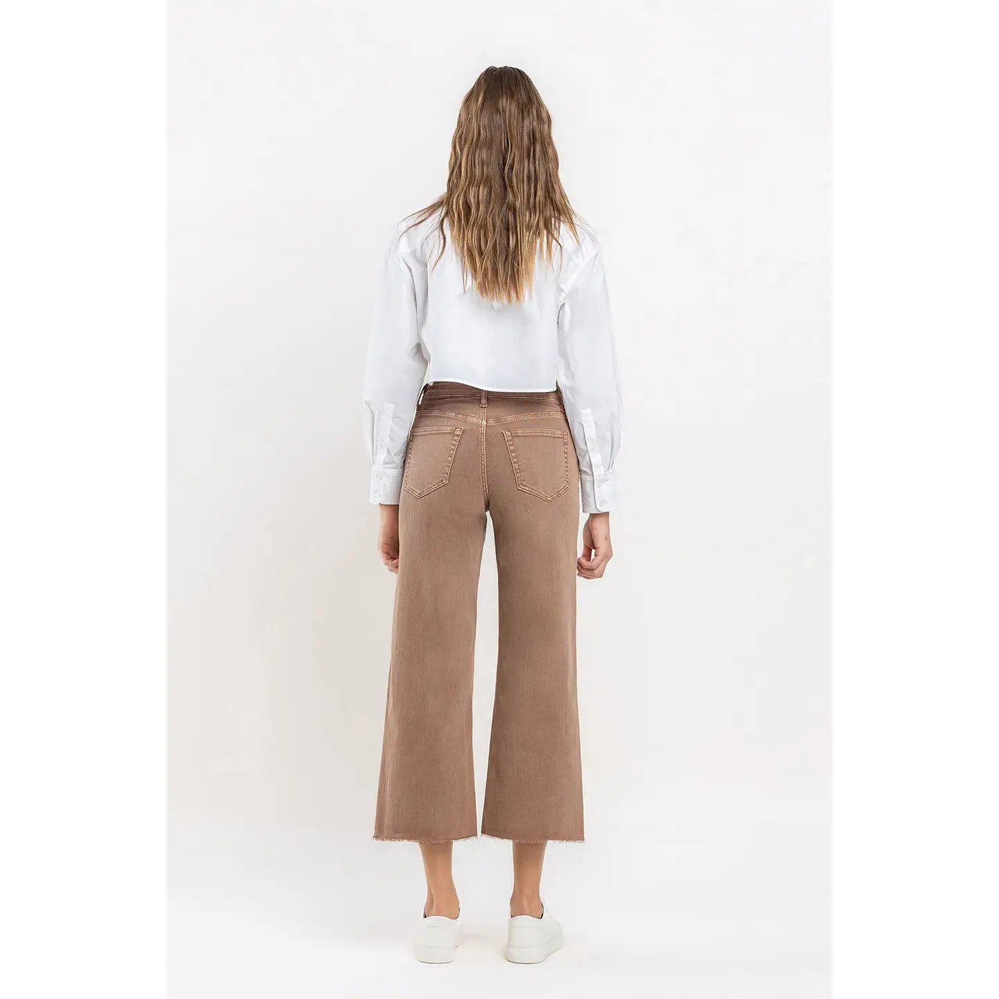 High Rise Crop Wide Leg Jeans - Chocolate Malt-Mesadic