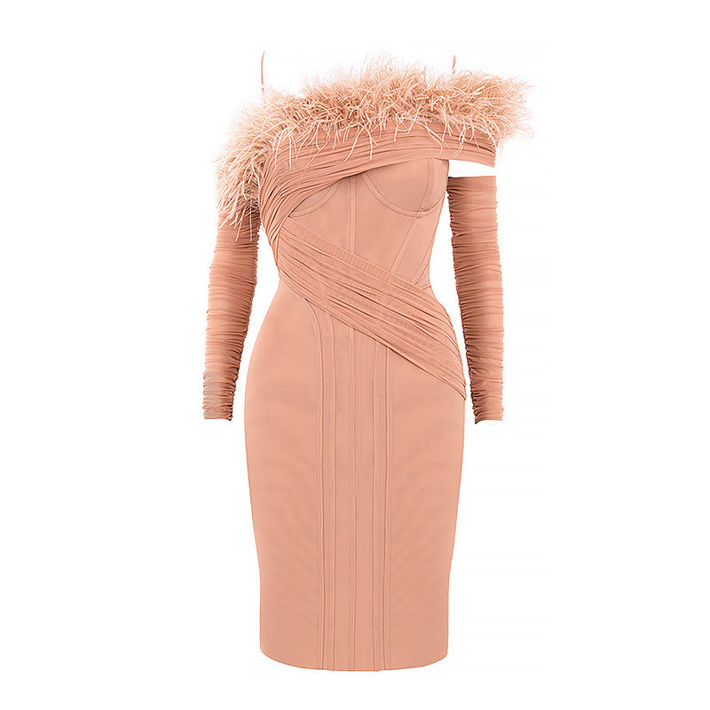 Naomi Feather bandage Dress-CALLISTARI