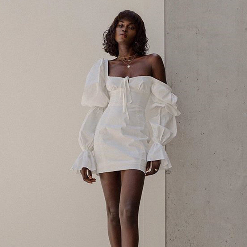 Nikki White Off Shoulder Ruffle Mini Dress-CALLISTARI
