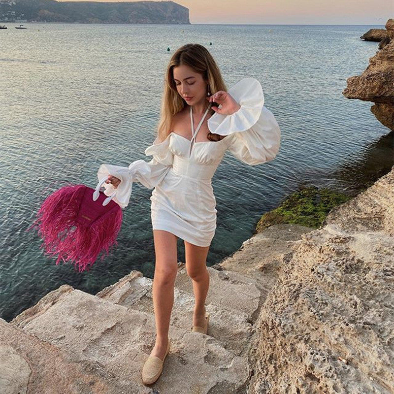 Nikki White Off Shoulder Ruffle Mini Dress-CALLISTARI