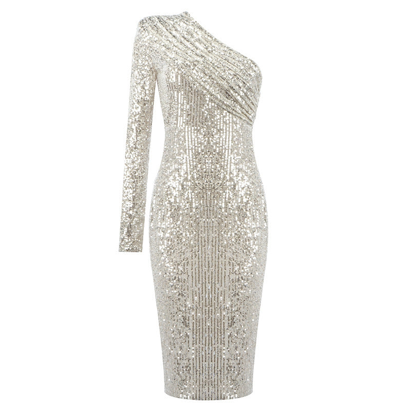 Vienna - One Shoulder Evening Midi Dress-CALLISTARI