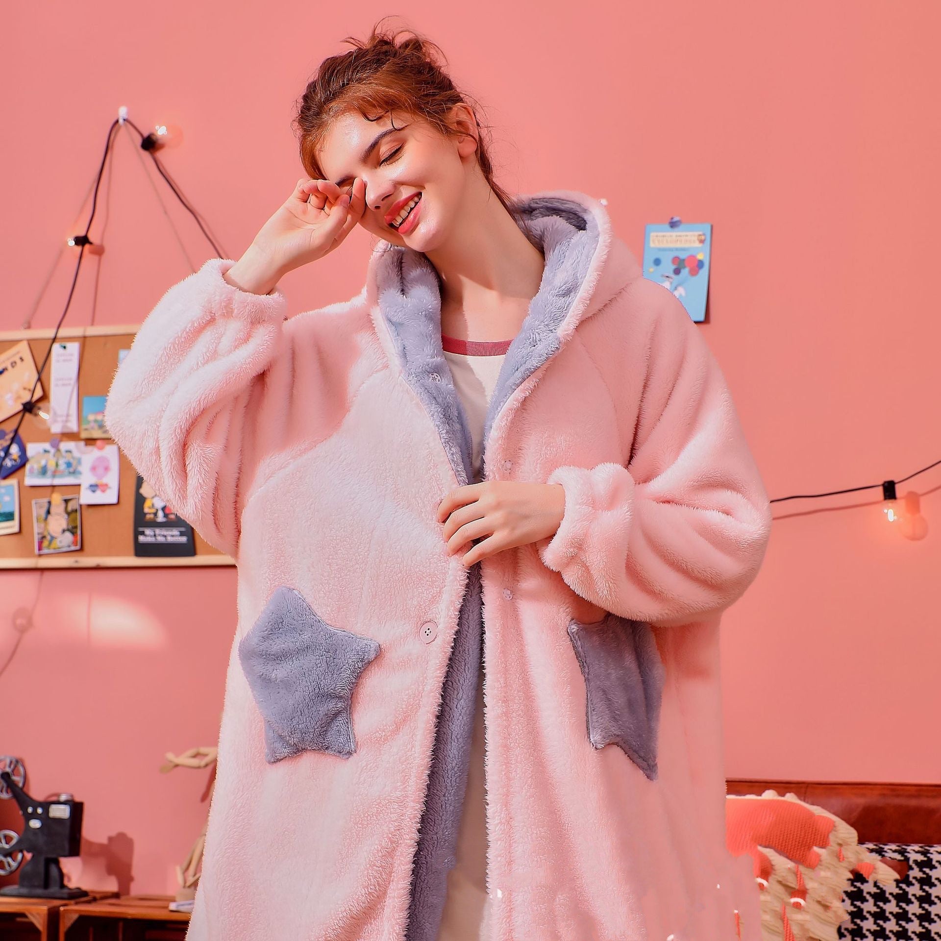 Velvet Warmth Flannel Pajama Hoodie-CALLISTARI