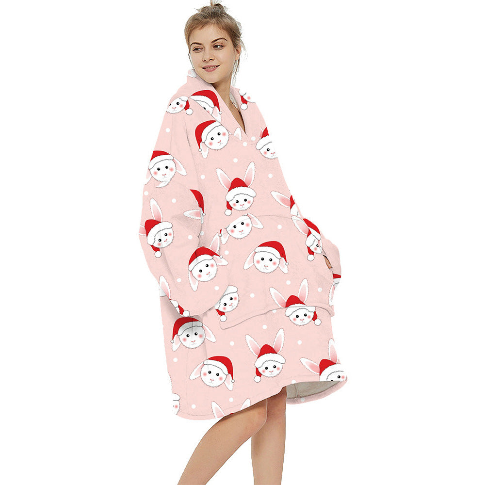 Multi Printed Cozy Thickened Blanket Hoodie-CALLISTARI