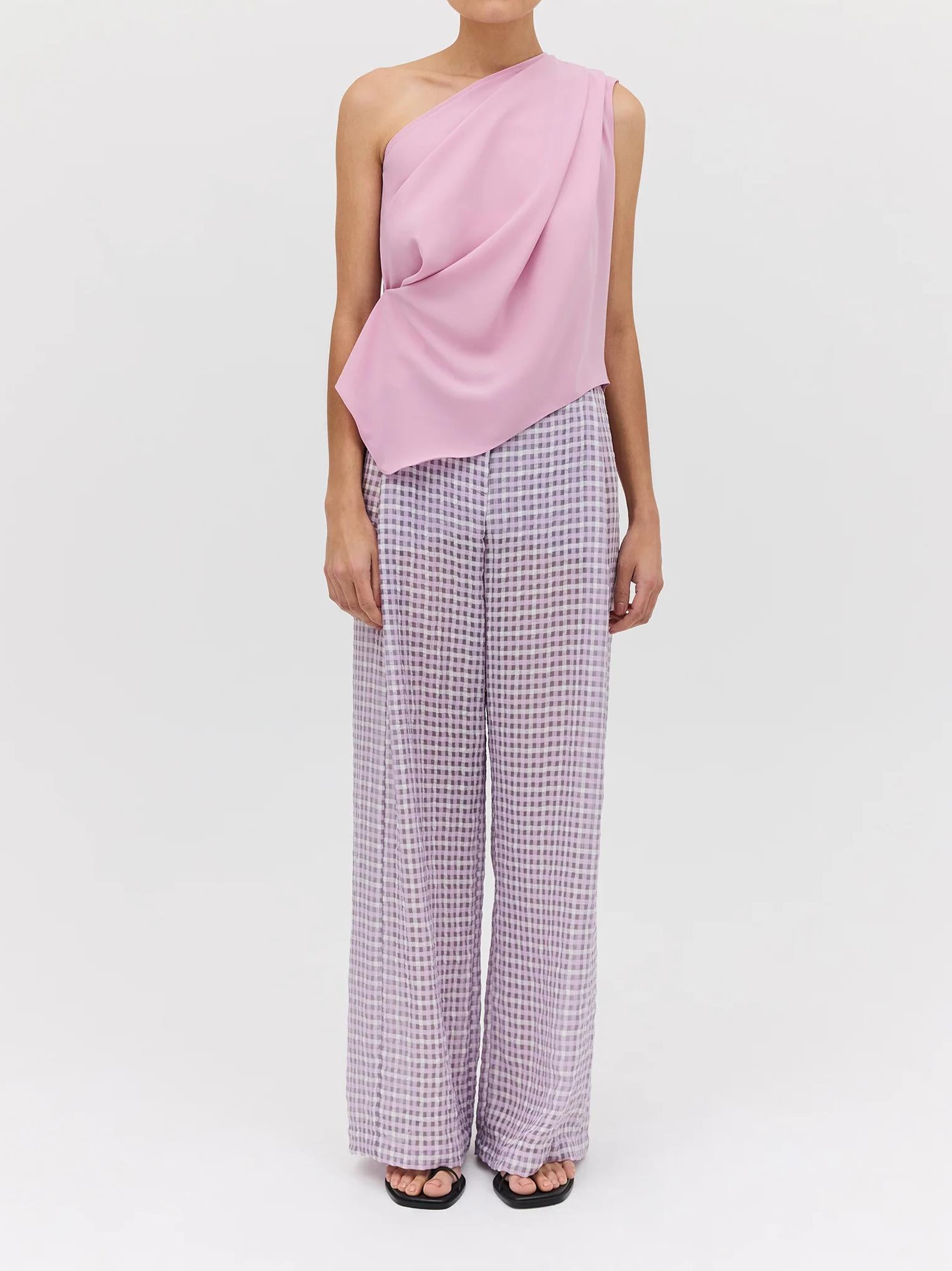 Rose Georgette Antonia Top & Lilac Check Ray Pant-Mesadic