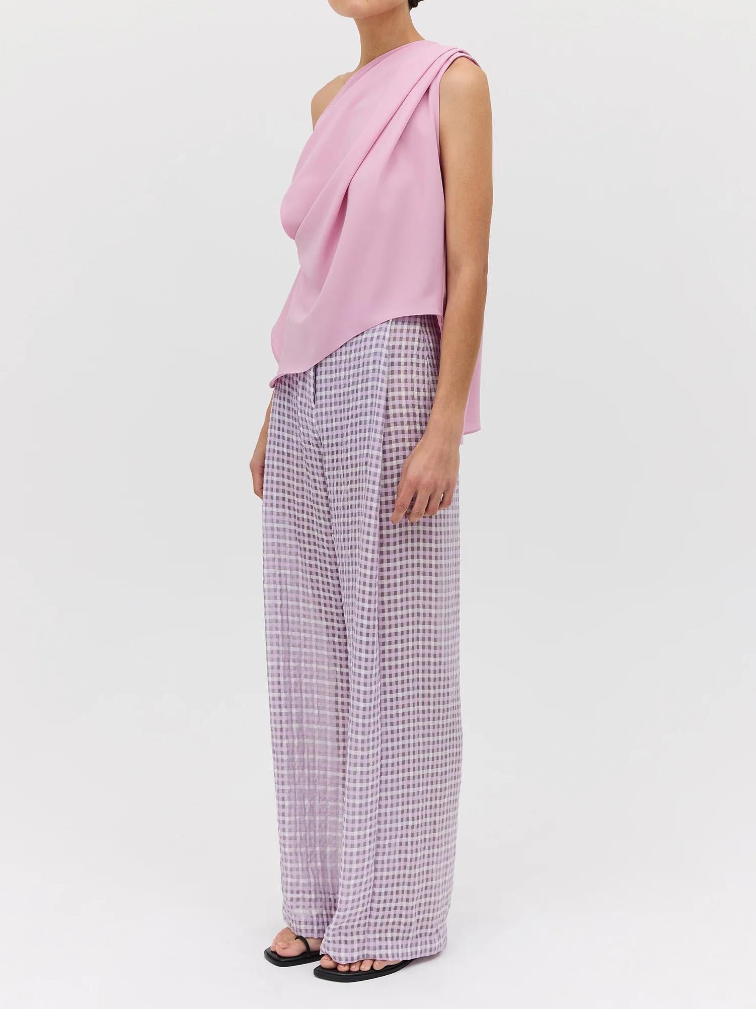 Rose Georgette Antonia Top & Lilac Check Ray Pant-Mesadic