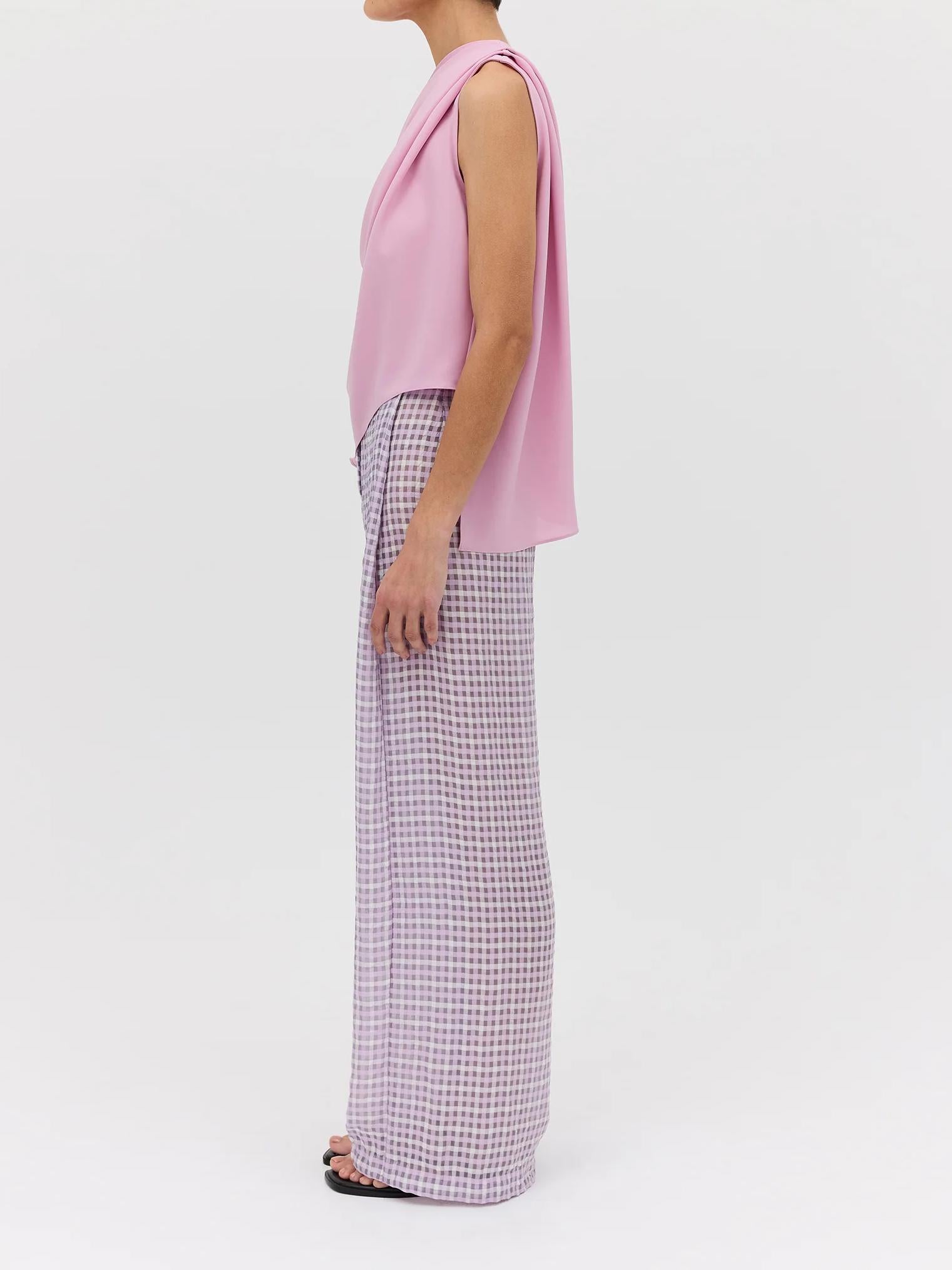Rose Georgette Antonia Top & Lilac Check Ray Pant-Mesadic