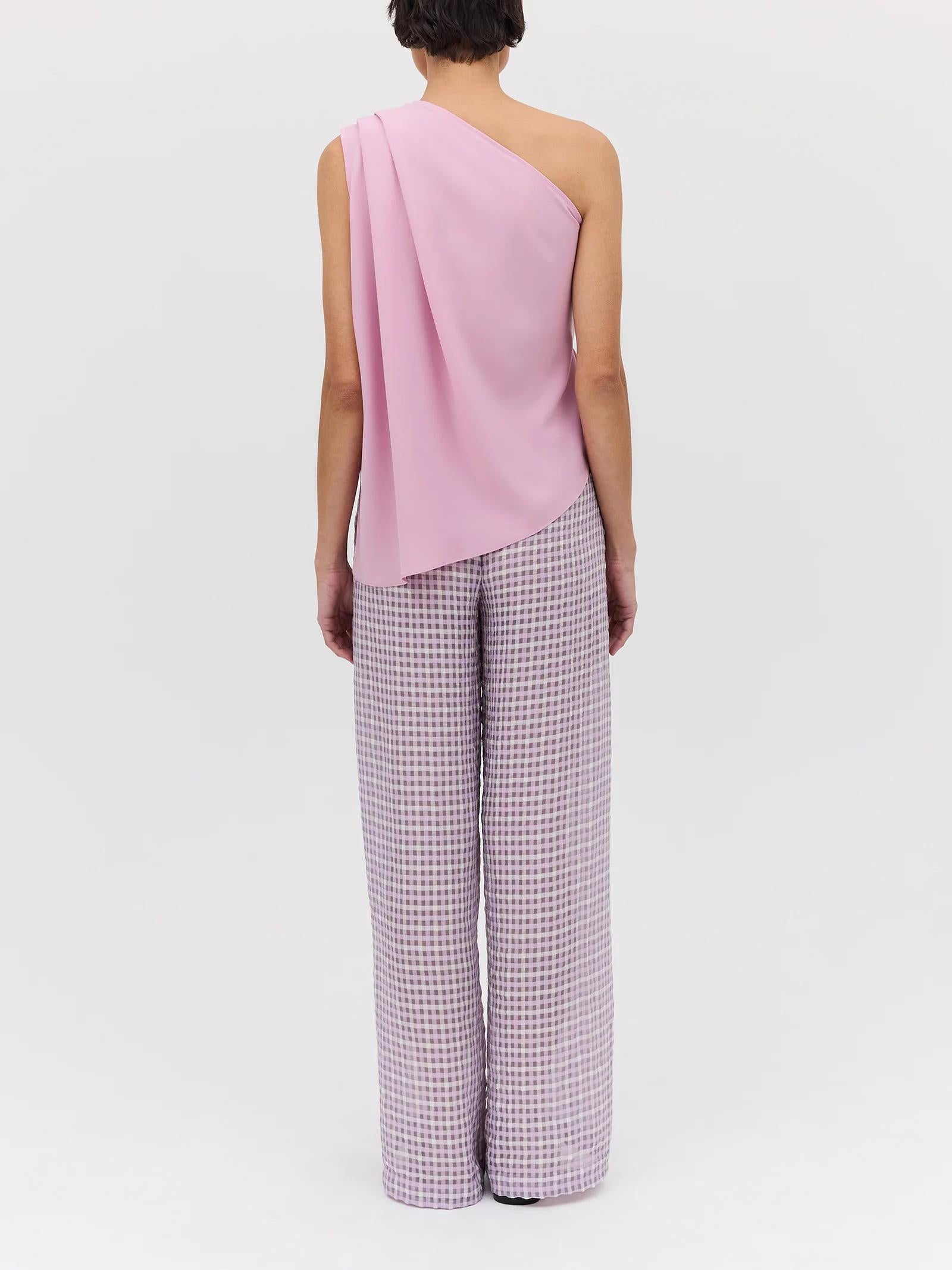 Rose Georgette Antonia Top & Lilac Check Ray Pant-Mesadic