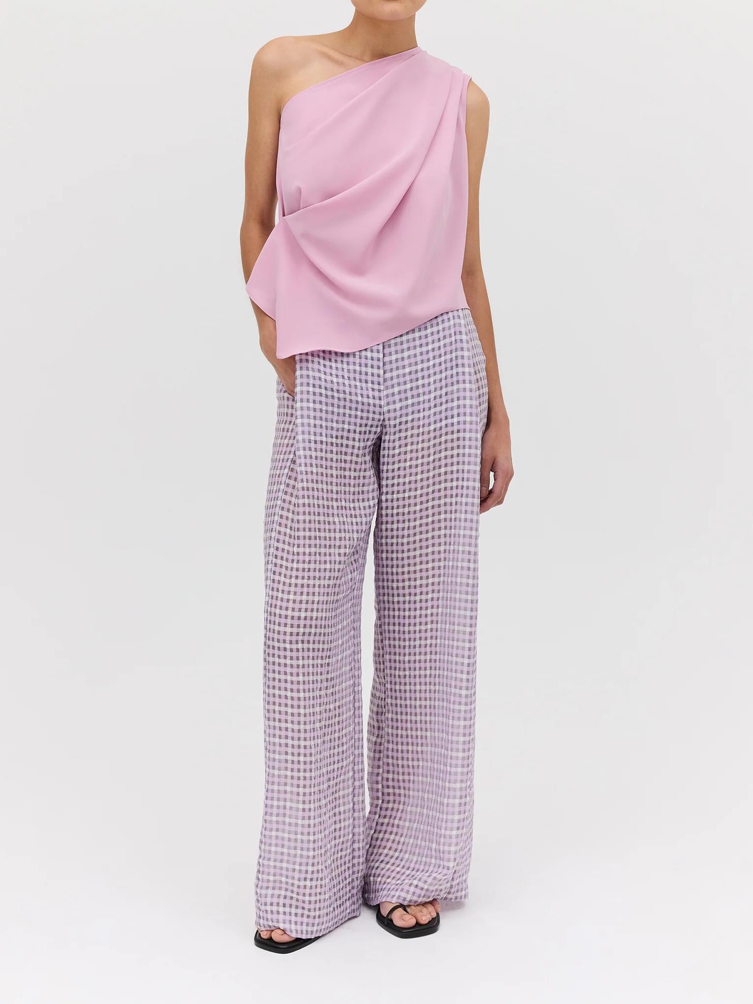 Rose Georgette Antonia Top & Lilac Check Ray Pant-Mesadic