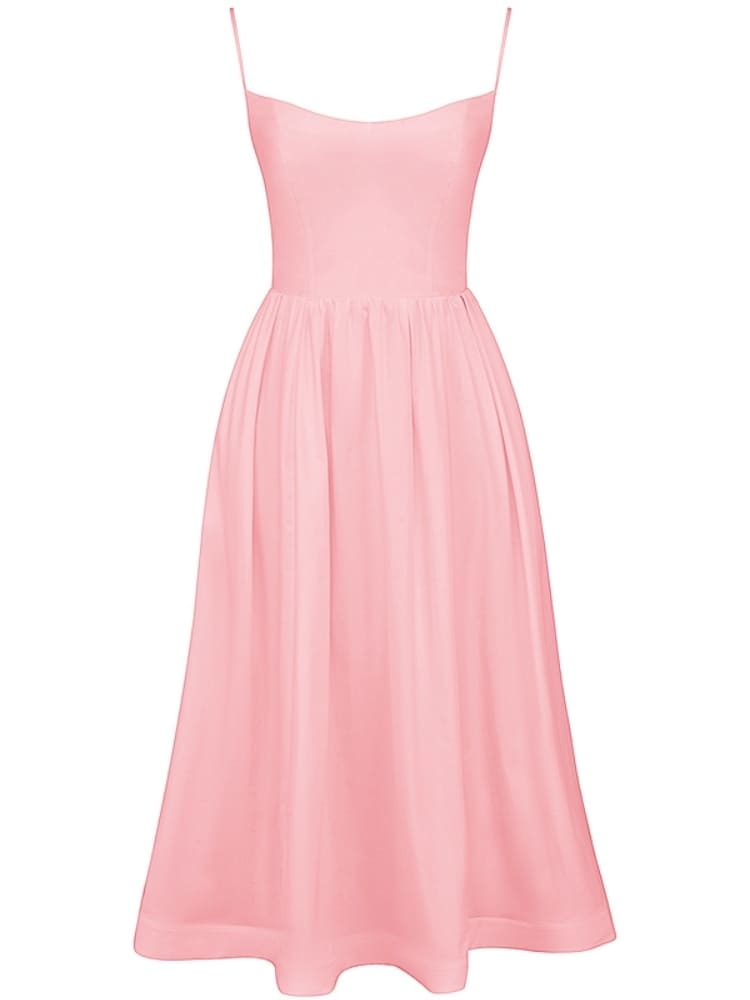 Rose Pink Cotton Corset Sundress-Mesadic