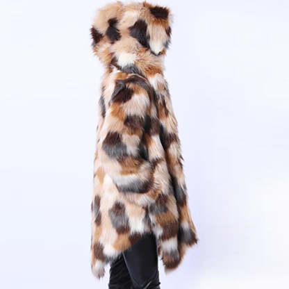 Hooded asymmetric faux fur coats-CALLISTARI