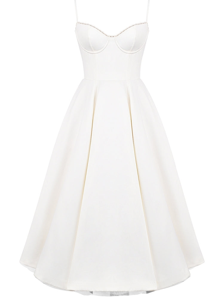 White Tulle Midi Dress-CALLISTARI