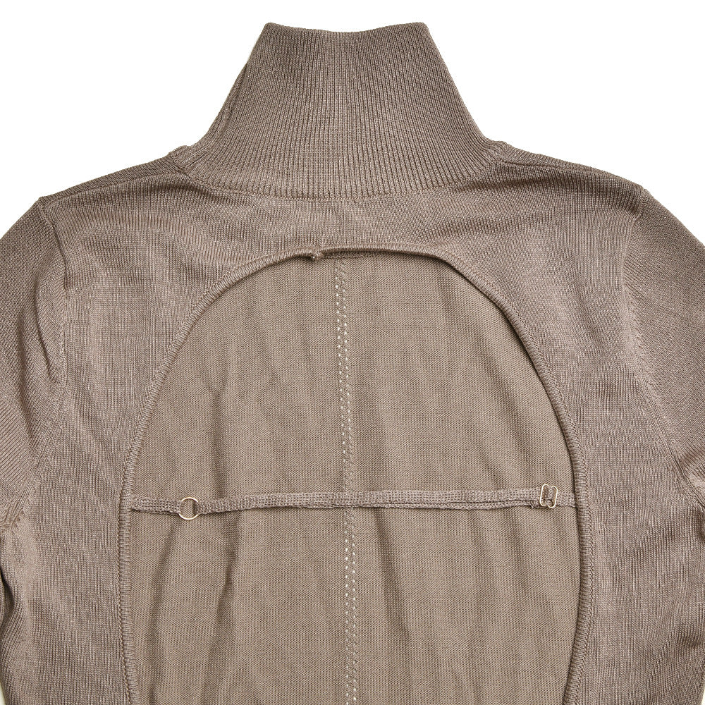 Ava Knitted Half-turtleneck Backless Dress - Khaki-CALLISTARI