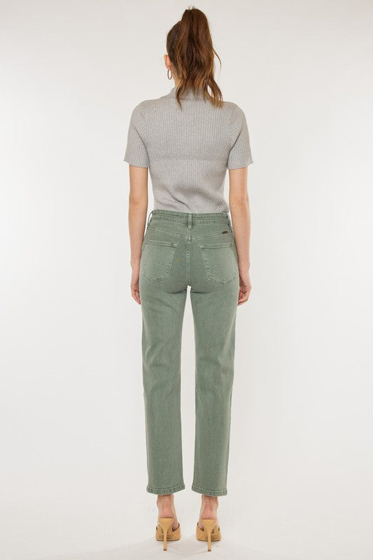 Ultra High Rise 90's Straight Leg Jeans - Olive-Mesadic