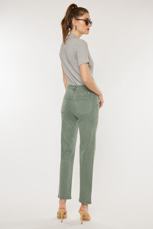 Ultra High Rise 90's Straight Leg Jeans - Olive-Mesadic