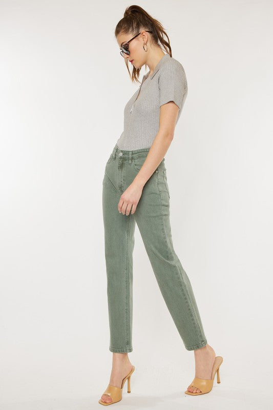 Ultra High Rise 90's Straight Leg Jeans - Olive-Mesadic