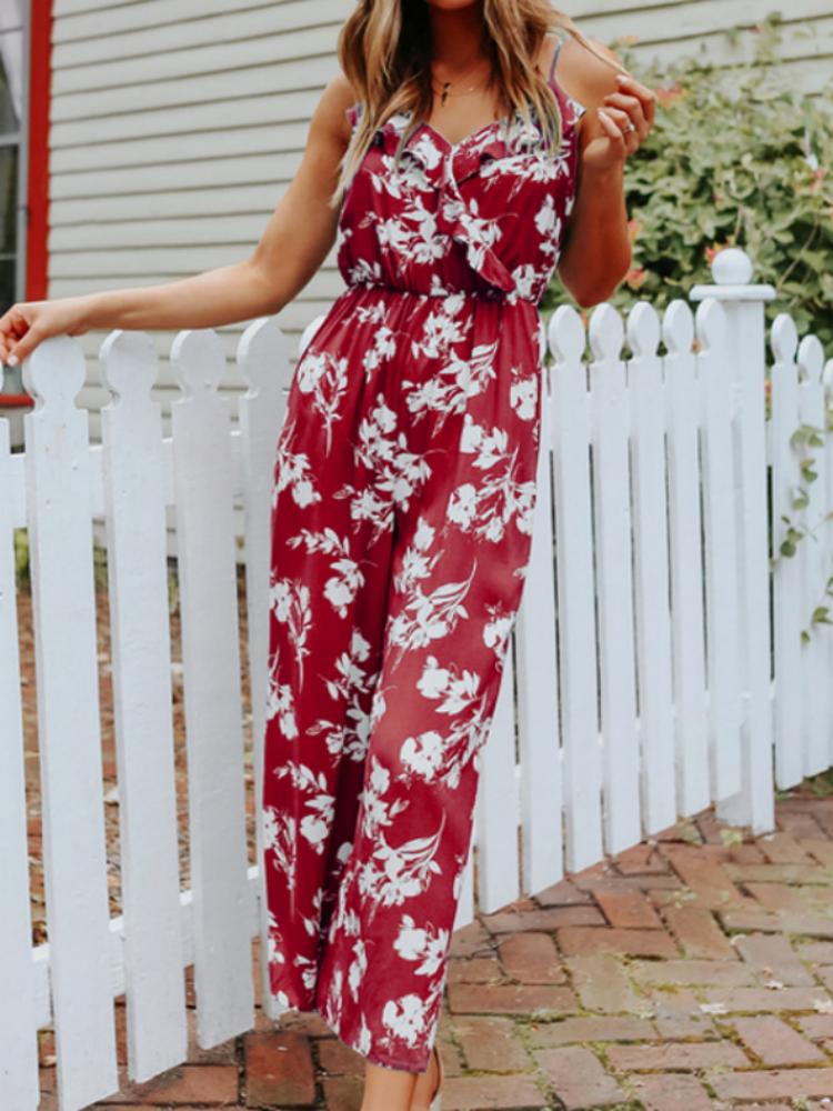 Perfect Floral Sleeveless Wide-Leg Jumpsuit-CALLISTARI