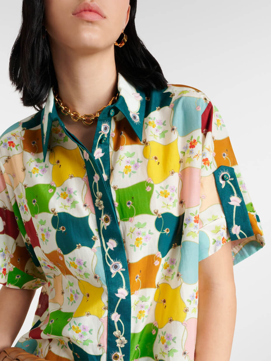 Callistari Fashionable Graffiti Print Shirt Shorts Set-CALLISTARI