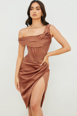 Sienna Off-Shoulder Corset Midi Dress-CALLISTARI