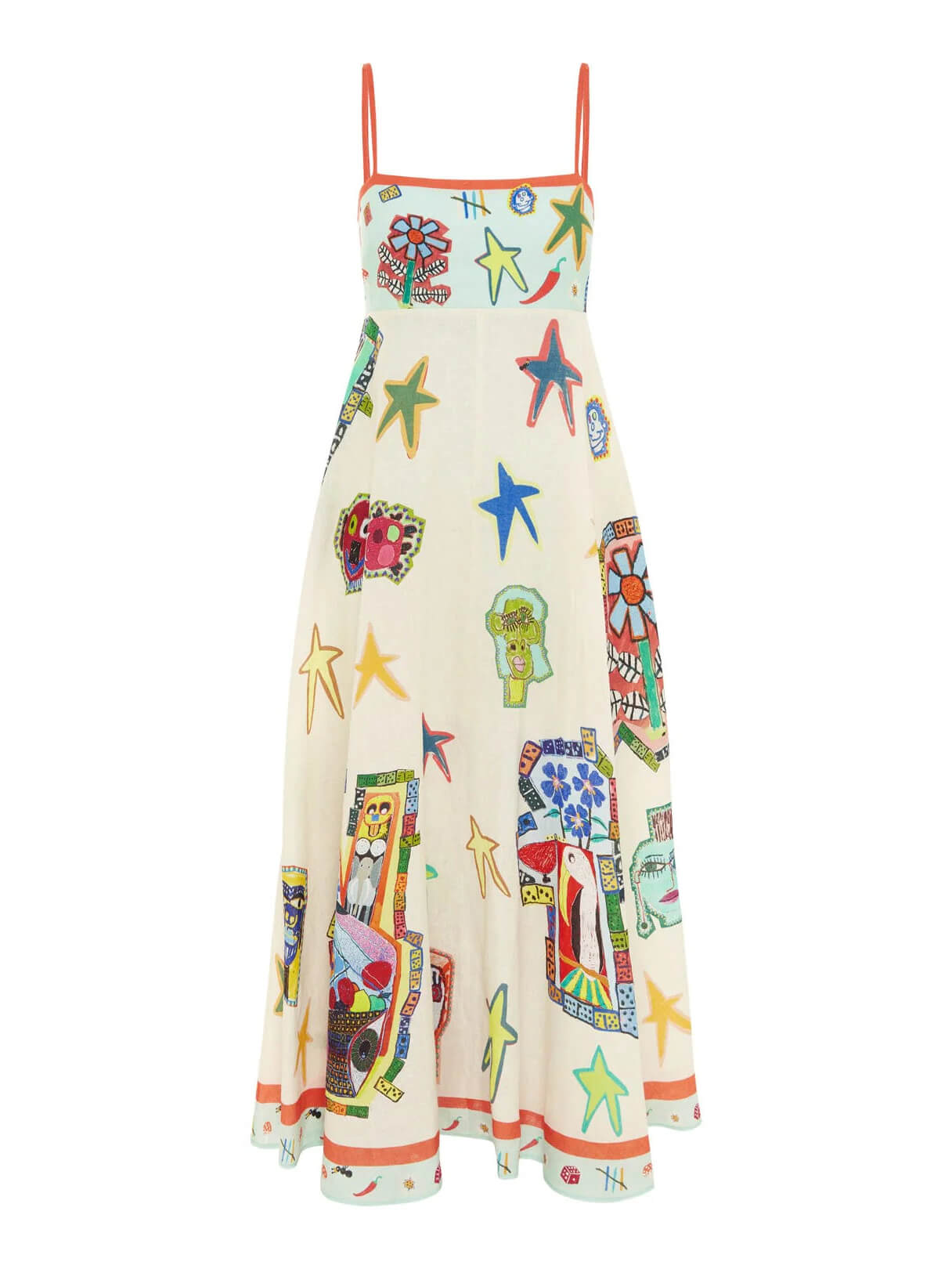 Unique Graffiti Print Suspenders Long Swing Maxi Dress-CALLISTARI