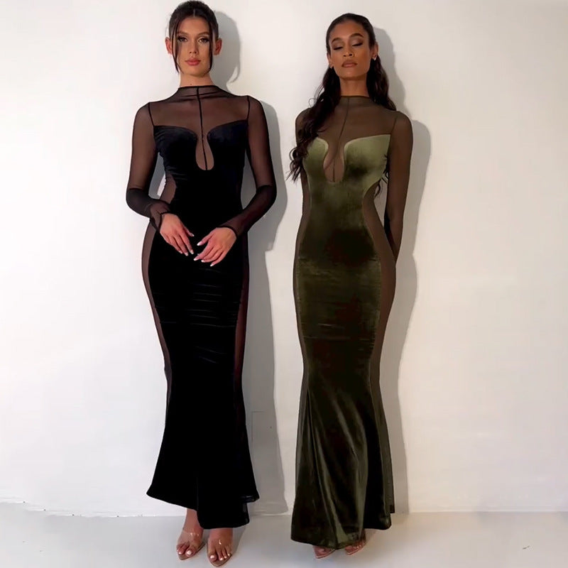 Koko Sheer Ruched Maxi Dress-CALLISTARI