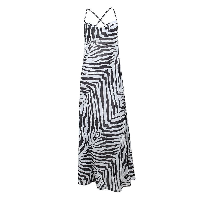 Serengeti Nights Chiffon Zebra Maxi Dress-CALLISTARI