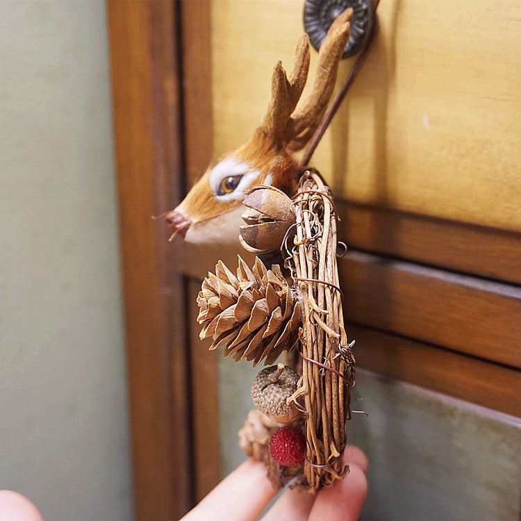 Christmas Deer Head Pinecones Hanging Decoration-CALLISTARI