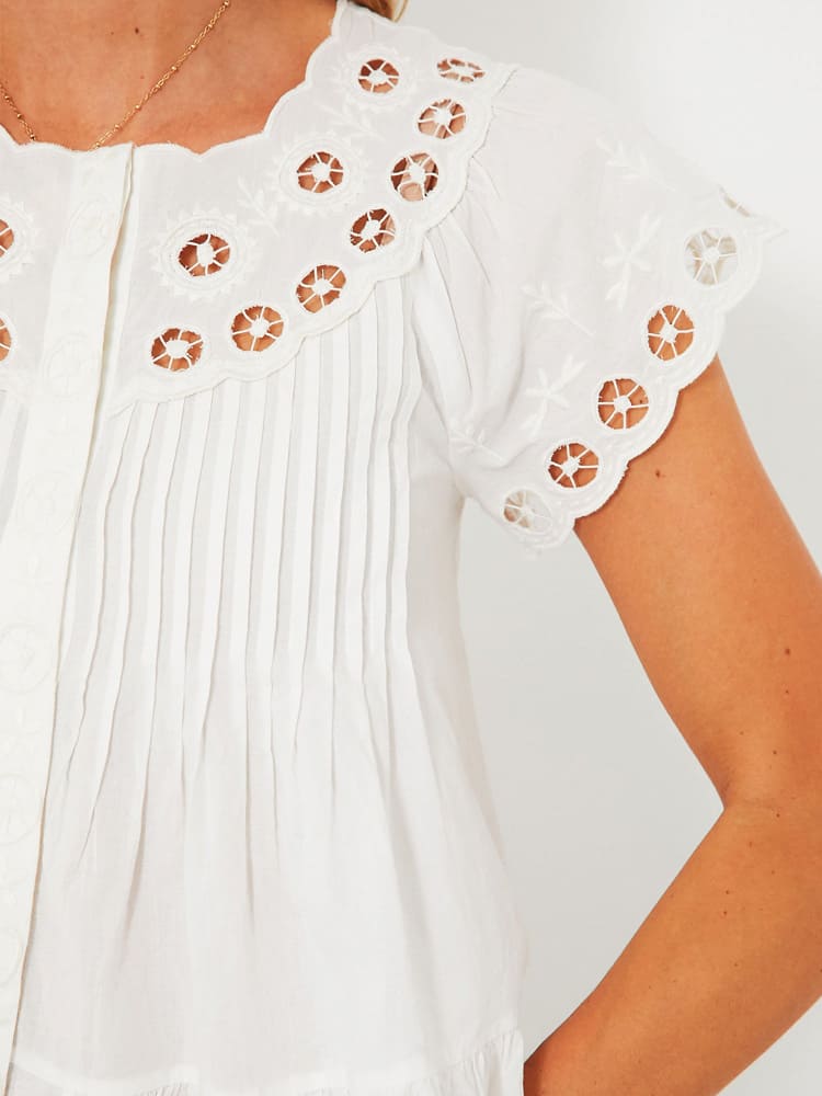 Madeira Embroidered Cotton Top-CALLISTARI