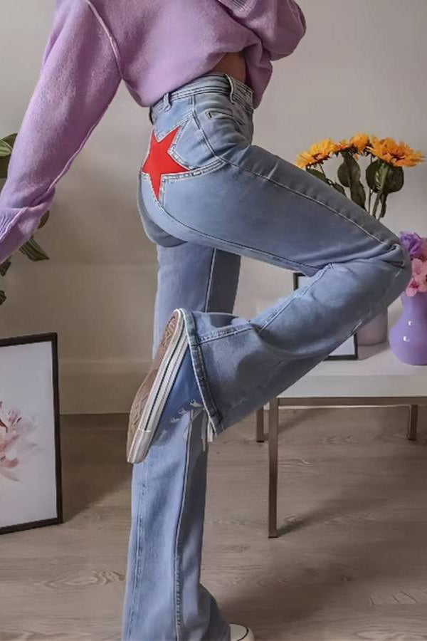 Retro Mid-Waist Flared Jeans-ROVOLE