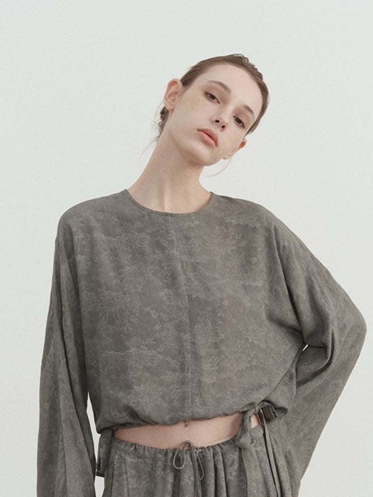 Linen Cropped Long Sleeve Shirt-CALLISTARI