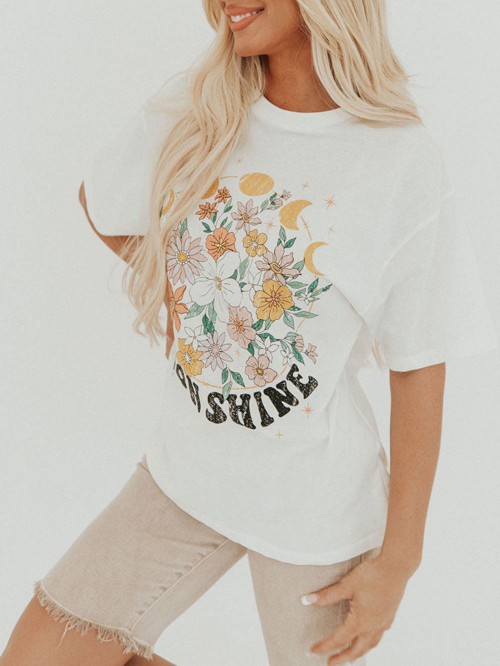 Floral Moon Shine Graphic Tee-CALLISTARI