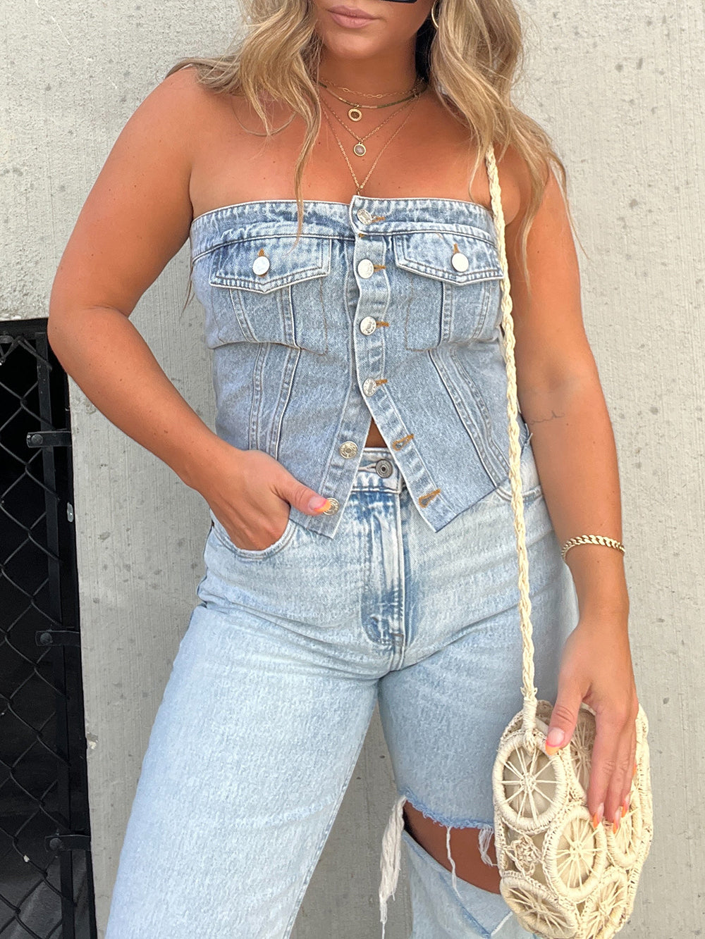 Brit Denim Corset Top-CALLISTARI