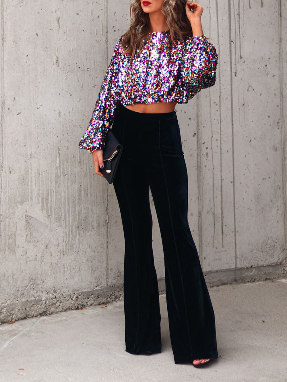 Always A Celebration Sequin Crop Top-CALLISTARI
