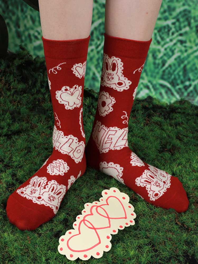 Cute Bunny Mid-Calf Socks-CALLISTARI