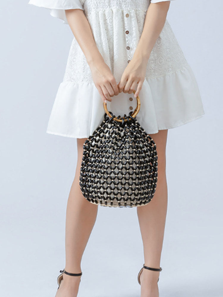 Handcrafted Wooden Bead Barrel Bag-CALLISTARI